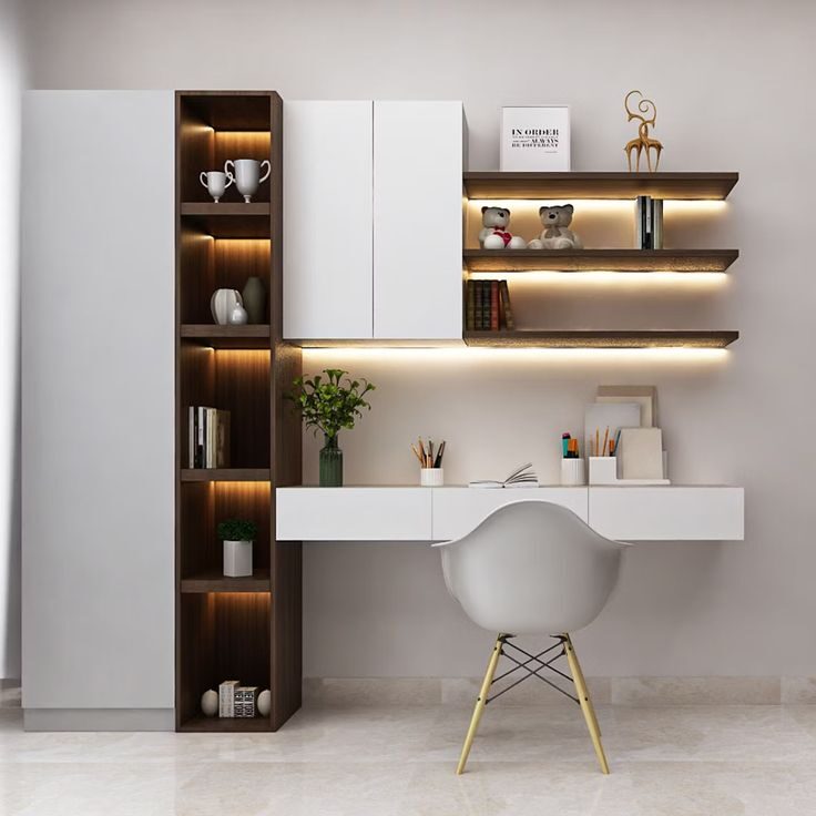 Study Tables with Built-in Shelving Units