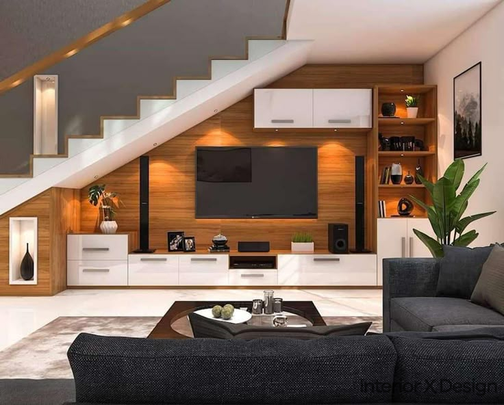 Ideas for TV Cabinet Under Stairs Design