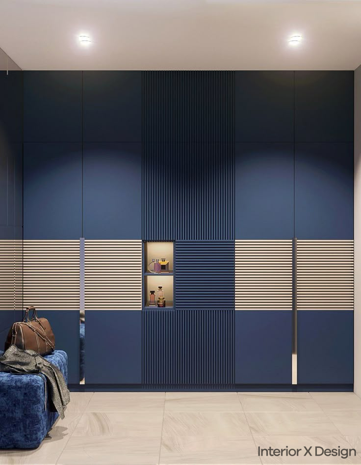 Elegant Navy Blue and White Almirah Colour Combination
